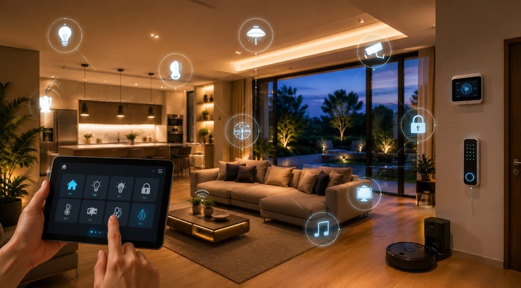 Home automation and energy saving — smart controls for lighting, climate, and appliances via mobile app