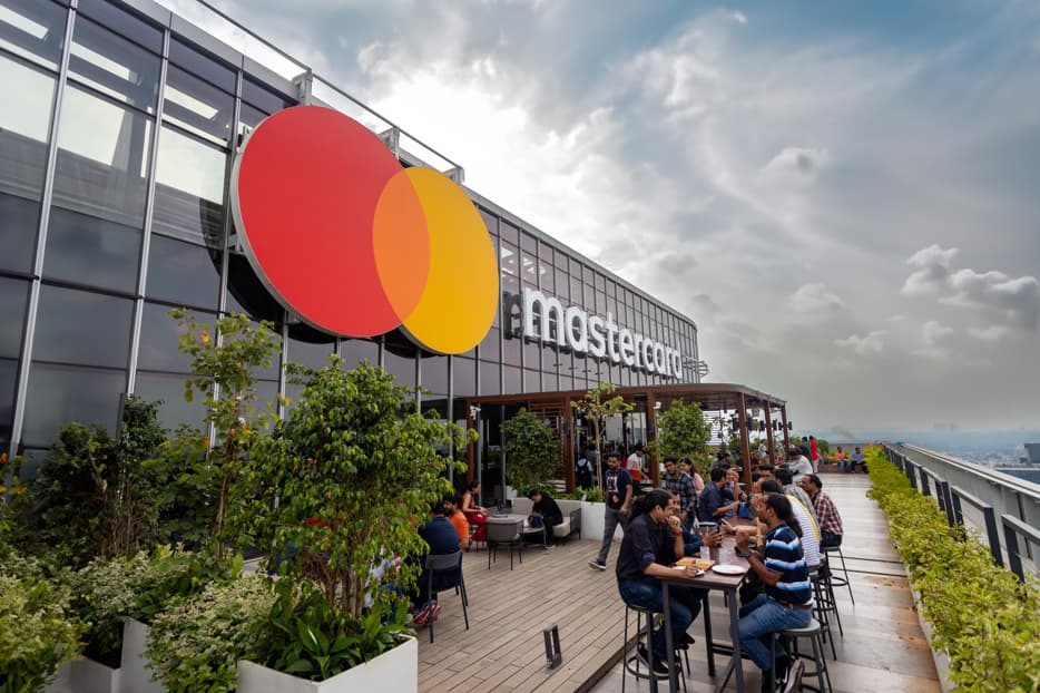 Mastercard building rooftop terrace in Yerwada, Pune — site of multi-level parking sensor and electrical works