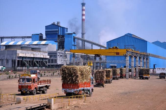 Sant Tukaram Sugar Factory aerial view — main factory building and existing green belt